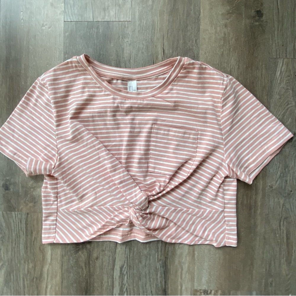 Striped Faux Know Crop Top